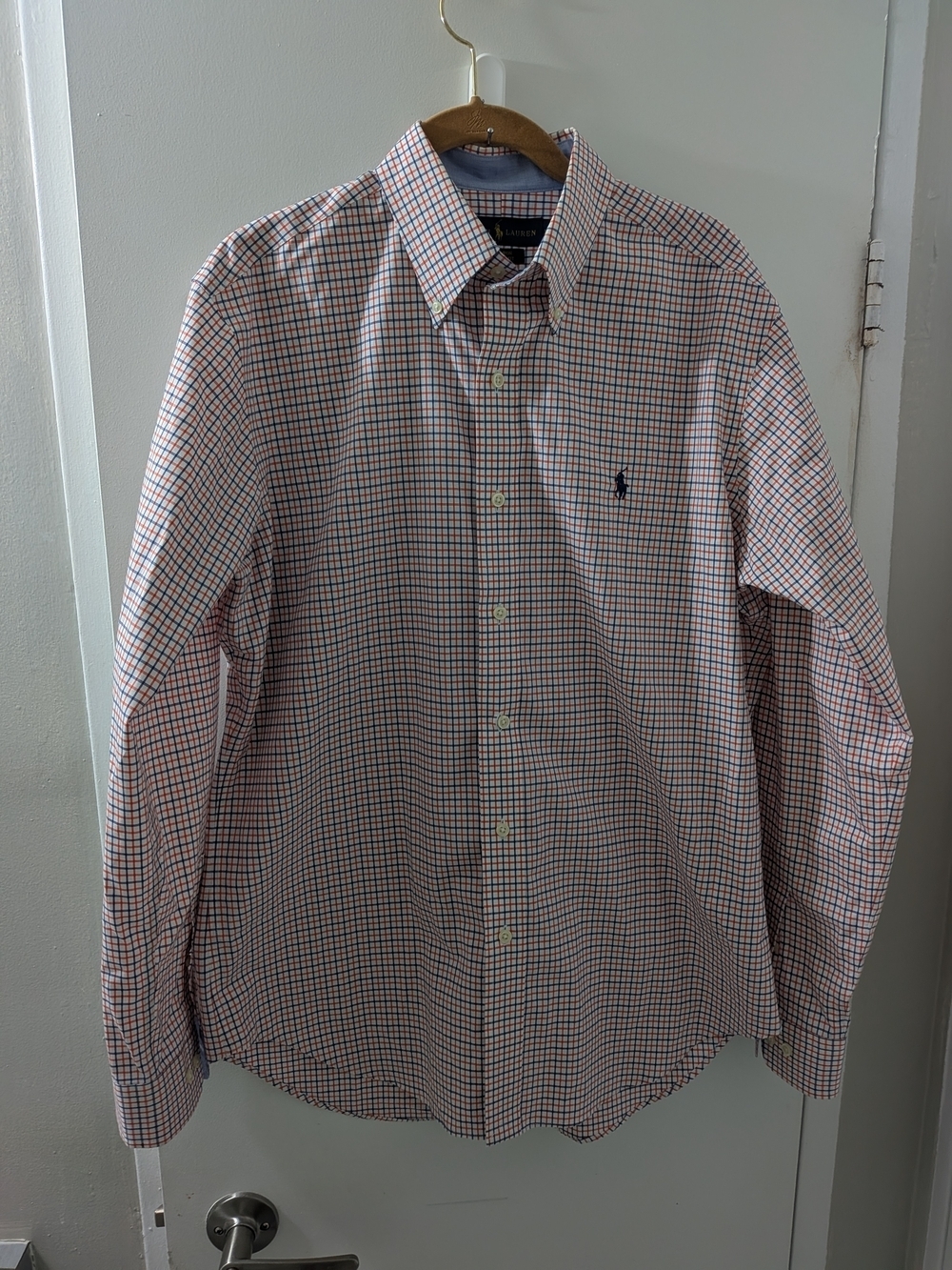 Polo by Ralph Lauren Men's  Button-Down Shirt - White, Blue & Red Medium